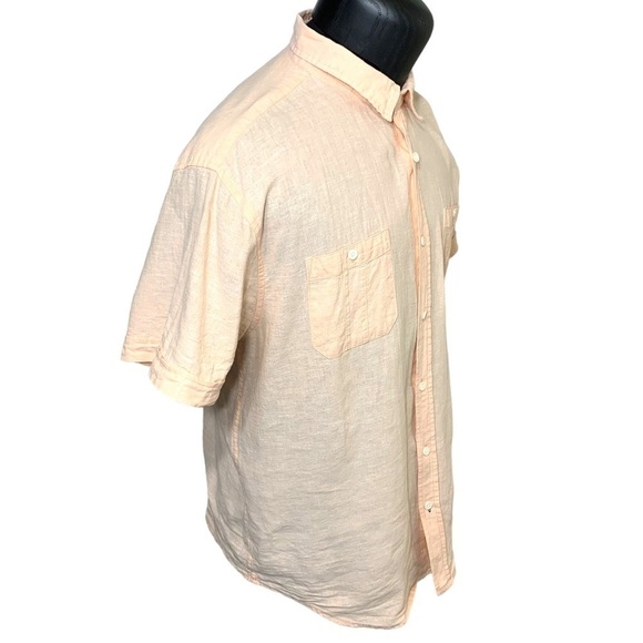 Bruno Men's Shirt Sz XL Peach Casual Button Up Linen Cotton Blend Short Sleeve - Picture 2 of 12